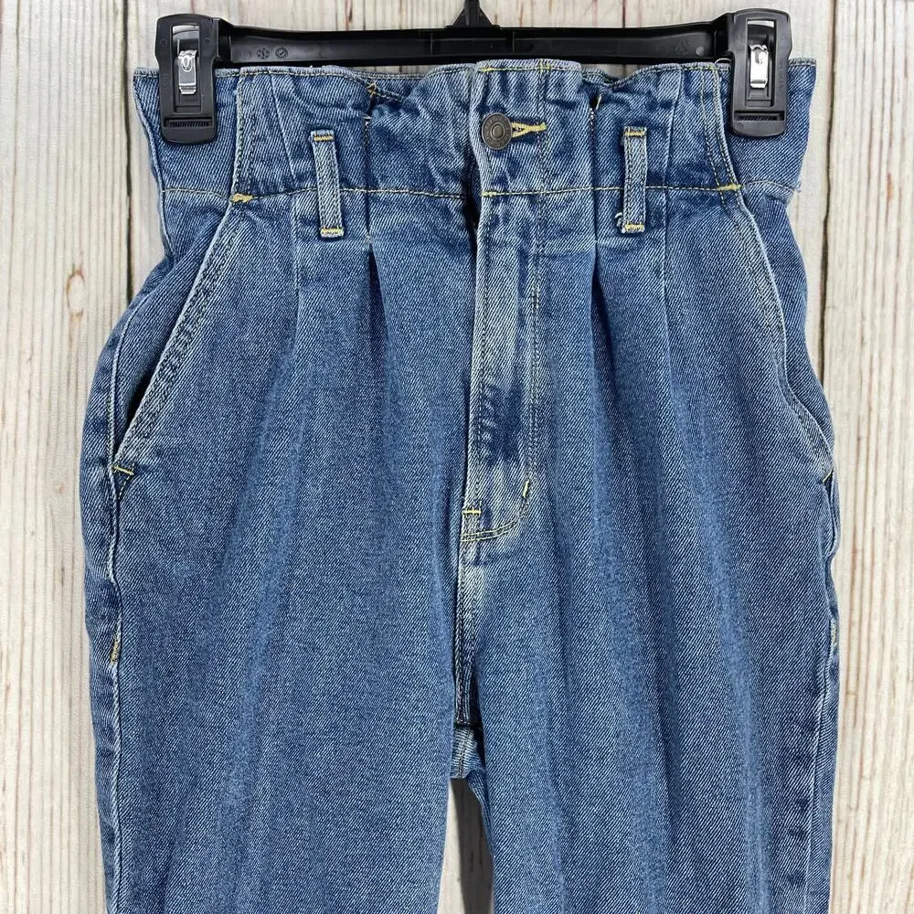 Abercrombie Fitch Womens Jeans Size 2 Blue Ultra High Rise Paperbag Raw Hem Y2K